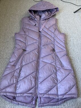 NWT Bernardo Women's Lavender Quilted Hooded Puffer Packable Vest Size M